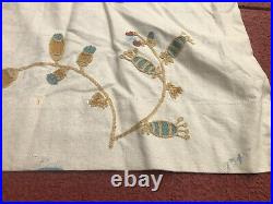 1 POTTERY BARN Crewel Embroidered Margaritte Cotton Linen Curtain 50x84 inches