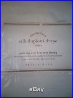 1 Pottery Barn Blackout Silk Dupioni Doublewide White Curtain Drape 104 X 124