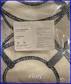 (1) Pottery Barn Kelso Print Linen Cotton 50x108 COTTON LINED Drape Curtain NEW