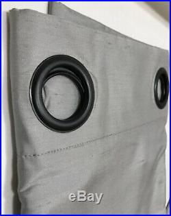 1 Pottery Barn Platinum Silk Grommet Blackout Drape Panel 96 Curtain