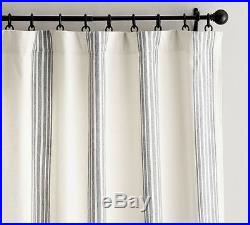 1 Pottery Barn Riviera Stripe Drape With Blackout Liner, 50 X 96, Charcoal, NEW