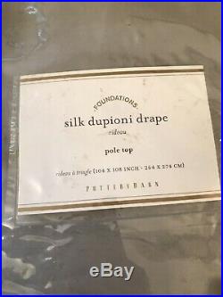 1 Pottery Barn Silk Dupioni Platinum Gray Pole Top Drape Curtain 104 X 108