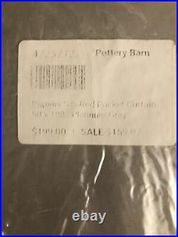1 Pottery Barn Silk Dupioni Platinum Gray Pole Top Drape Curtain 50 X 108