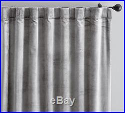 $208 NEW Pottery Barn Shiny VELVET Drape Gray Grey Curtains 50 x 84 96 108