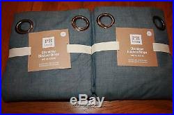 2 New Pottery Barn Teen Chambray Blackout Curtains Drapes 84 Nwt Sold Out @ Pb