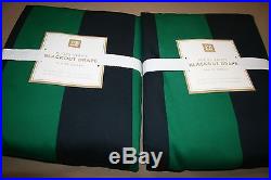 2 New Pottery Barn Teen Rugby Stripe Blackout Curtains Drapes 96 Navy & Green