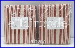 2 NEW Pottery Barn Antique Stripe Print 50 x 84 COTTON LINED CurtainsRed