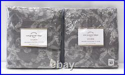 2 NEW Pottery Barn Aven Jacquard 50 x 96 Rod Pocket COTTON LINED CurtainsGray