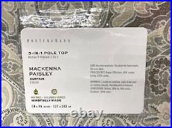 2 NEW Pottery Barn Mackenna Paisley Printed 50 x 96 COTTON LINED CurtainsTaupe