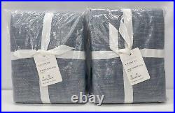 2 NEW Pottery Barn Seaton Textured 50 x 84 COTTON LINED CurtainsBlue Chambray