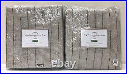 2 NEW Pottery Barn Striped Linen Tassel 50 x 84 Tie Top Sheer CurtainsFlax