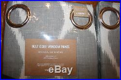 2 New West Elm (pottery Barn) Ikat Ogee Grommet Curtains Panels 108 Platinum