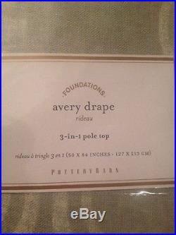 2 NIP Pottery Barn Avery pole top drape panels 50x84 gray grey linen cotton