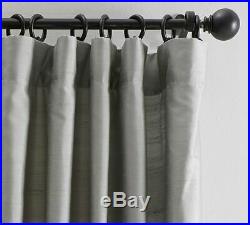2 New Pottery Barn Dupioni Silk Blackout PoleTop Curtains Drapes 104x96 Platinum