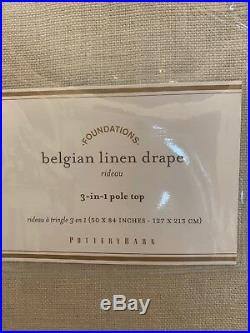 2 POTTERY BARN BELGIAN LINEN UNLINED DRAPES 50X84 NATURAL NEW $398 Flax