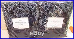 2 Pottery Barn Lucia Embroidered Drapes Curtains Panels, Blue, 84, Quantity