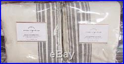 2 Pottery Barn Riviera Stripe Drapes With Blackout Liner, 96, Charcoal Gray