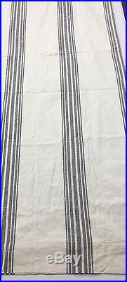 2 POTTERY BARN Riviera Stripe 84 Drapes withBLACKOUT Liner Set-CHARCOAL GRAY-NEW