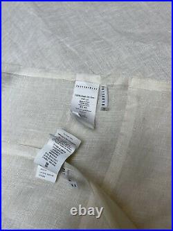 2 Pottery Barn 100% Linen Rod Pocket 50x108 Drape Curtain Cream Sheer EUC