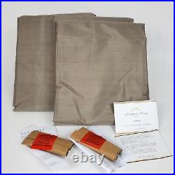2 Pottery Barn 2-in-1 Pole Top Silk Dupioni 50x96 Curtains Brown