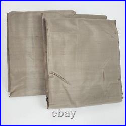 2 Pottery Barn 2-in-1 Pole Top Silk Dupioni 50x96 Curtains Brown
