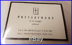 (2) Pottery Barn 50x96 Ivory Cream Silk Drapes Curtains Pole Pocket Rideau