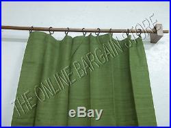 2 Pottery Barn ANNA raw silk Window ring top Drapes Curtains Panels 40x124 Green
