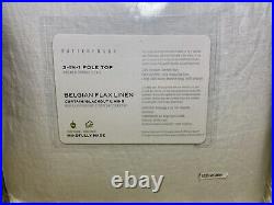 2 Pottery Barn Belgian Flax Linen Blackout Curtains 132x98 White Pole Top NEW