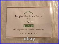 (2) Pottery Barn Belgian Flax Linen Pole Top Cotton Curtain Drape Ivory 50x108