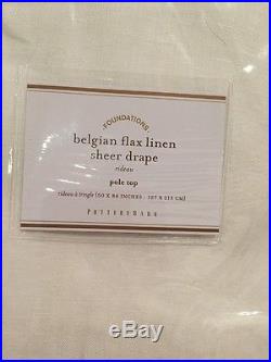 2 Pottery Barn Belgian Flax Linen Sheer Drapes 84 NWT White