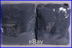 2 Pottery Barn Belgian Linen b/out drape curtains with Libeco Linen midnight blue