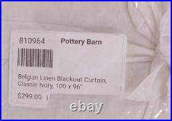 2 Pottery Barn Belgian flax linen blackout curtain panels, 100x96, classic ivory