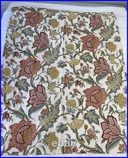 2 Pottery Barn CYNTHIA Linen Blend Lined Curtain Panels Pair 50x63 Floral Beige
