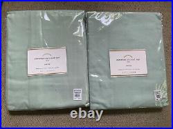 2 Pottery Barn Cameron Cotton Curtains Pole Drapes 50 x 96 Seaglass Blue Grn New