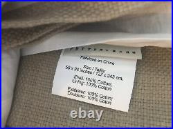 (2) Pottery Barn Cotton Basketweave Curtains Drapes Flax 50x96 Set NEW