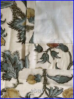 2 Pottery Barn Cynthia Palampore LINEN BLEND Lined Curtain Panels 50x96 Floral