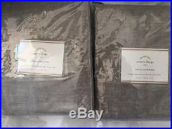 2 Pottery Barn Emery Drape Pole Pocket Curtain Panels 50x84 Grey Gray NWT