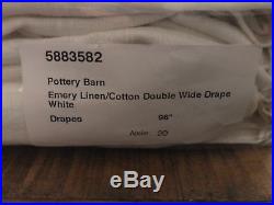 2 Pottery Barn Emery Linen/Cotton Drapes 3 in 1 poletop Double wide 100x96 White
