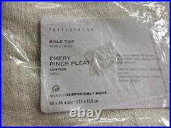 (2) Pottery Barn Emery Linen Pinch Pleat Curtains Drapes 50x84 Ivory, Pole Top