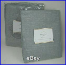 2 Pottery Barn Emery Linen Pole Top Panels Drapes Curtains Blue Dawn 96 #1798