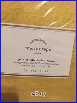2 Pottery Barn Emery pole top Blackout drapes Curtains panels 96 marigold Gold