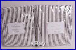 2 Pottery Barn Emily & Meritt Ticking Stripe curtains drape 50x96 black withtassle