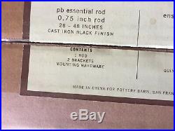 2 Pottery Barn Essential Cast Iron 28-48 Curtain Drape Rod BLACK NOS