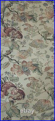 2 Pottery Barn Grace Print Floral Linen/Cotton Curtains Drapes, 50 x 84