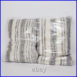 (2) Pottery Barn Hawthorn Striped Cotton Drape Panel Curtain Charcoal 50x108 Set