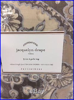 2 Pottery Barn Jacquelyn Medallion 3 n 1 Drapes Curtains Panels 50x96 Gray Lined