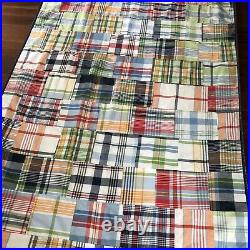 2 Pottery Barn Kids Madras Patchwork Plaid Lined Curtains Blackout Panels 44x84