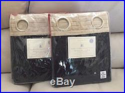 2 Pottery Barn Kids Rugby Stripe Blackout Panels Drapes 44x84 Red/Navy Curtains