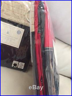 2 Pottery Barn Kids Rugby Stripe Blackout Panels Drapes 44x84 Red/Navy Curtains