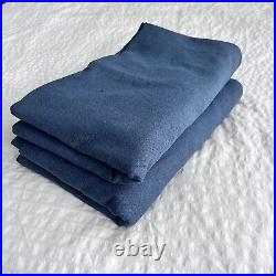 2 Pottery Barn Linen Blend Blackout Curtain Panels Navy Lined 50x84 READ